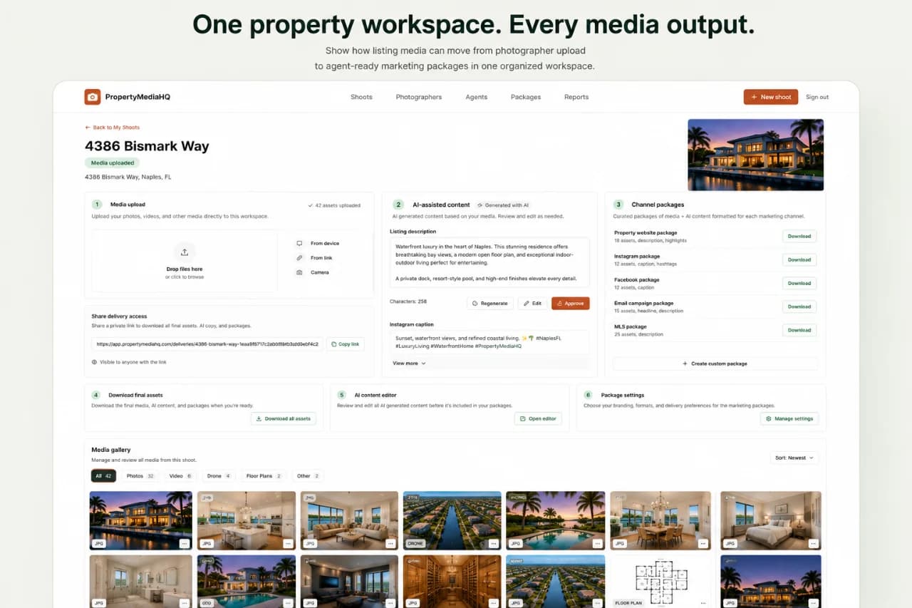 PropertyMediaHQ photographer upload portal